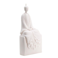 Sitting Sculpture, Peaceful Meditation Gesture, White Resin 19 Inch - BM350176
