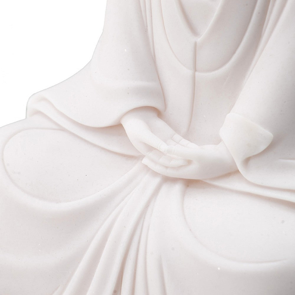 Sitting Sculpture, Peaceful Meditation Gesture, White Resin 19 Inch - BM350176