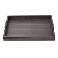 Rectangular Accent Nesting Tray Set of 3, Snake Print, Metal Handles, Black - BM350177