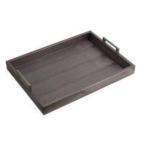Rectangular Accent Nesting Tray Set of 3, Snake Print, Metal Handles, Black - BM350177