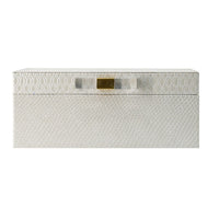 Anop 2pc Storage Box Set, Faux Snakeskin Finish, Flannel Lined, White - BM350178