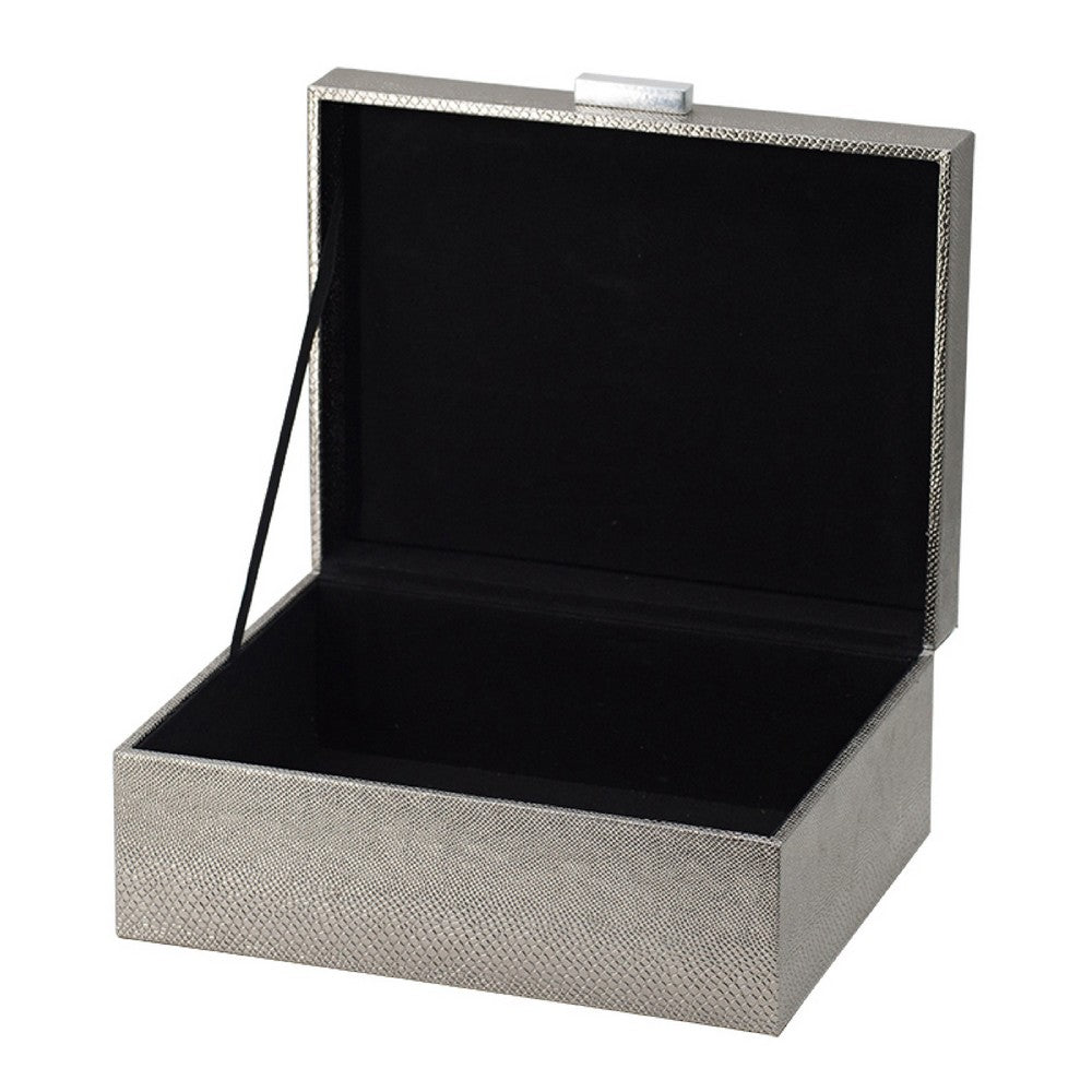 Anop 2pc Storage Box Set, Faux Snakeskin Finish, Flannel Lined, Gray - BM350179