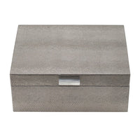 Anop 2pc Storage Box Set, Faux Snakeskin Finish, Flannel Lined, Gray - BM350179