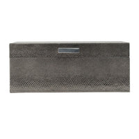 Anop 2pc Storage Box Set, Faux Snakeskin Finish, Flannel Lined, Gray - BM350179