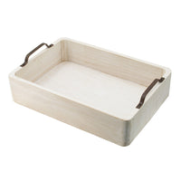 Nive Rectangular Nesting Tray Set of 5, Brown Handles, Whitewash Paulownia - BM350182