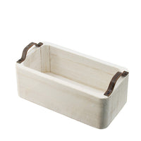 Nive Rectangular Nesting Tray Set of 5, Brown Handles, Whitewash Paulownia - BM350182