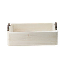 Nive Rectangular Nesting Tray Set of 5, Brown Handles, Whitewash Paulownia - BM350182