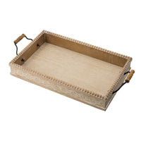 Rectangular Nesting Tray Set of 2, Beaded Edge, Whitewashed Brown Wood - BM350184