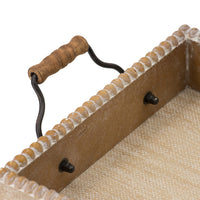 Rectangular Nesting Tray Set of 2, Beaded Edge, Whitewashed Brown Wood - BM350184