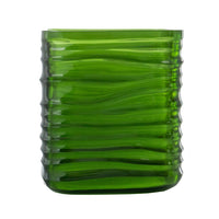 Decorative Vase, Square Shaped Rippled Texture, Green Resin 9 Inch - BM350185