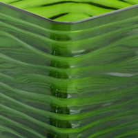 Decorative Vase, Square Shaped Rippled Texture, Green Resin 9 Inch - BM350185