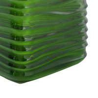 Decorative Vase, Square Shaped Rippled Texture, Green Resin 9 Inch - BM350185