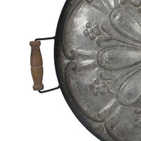 Vello Decorative Metal Tray, Wood Handles, Antique Gray Iron 28 Inch - BM350186