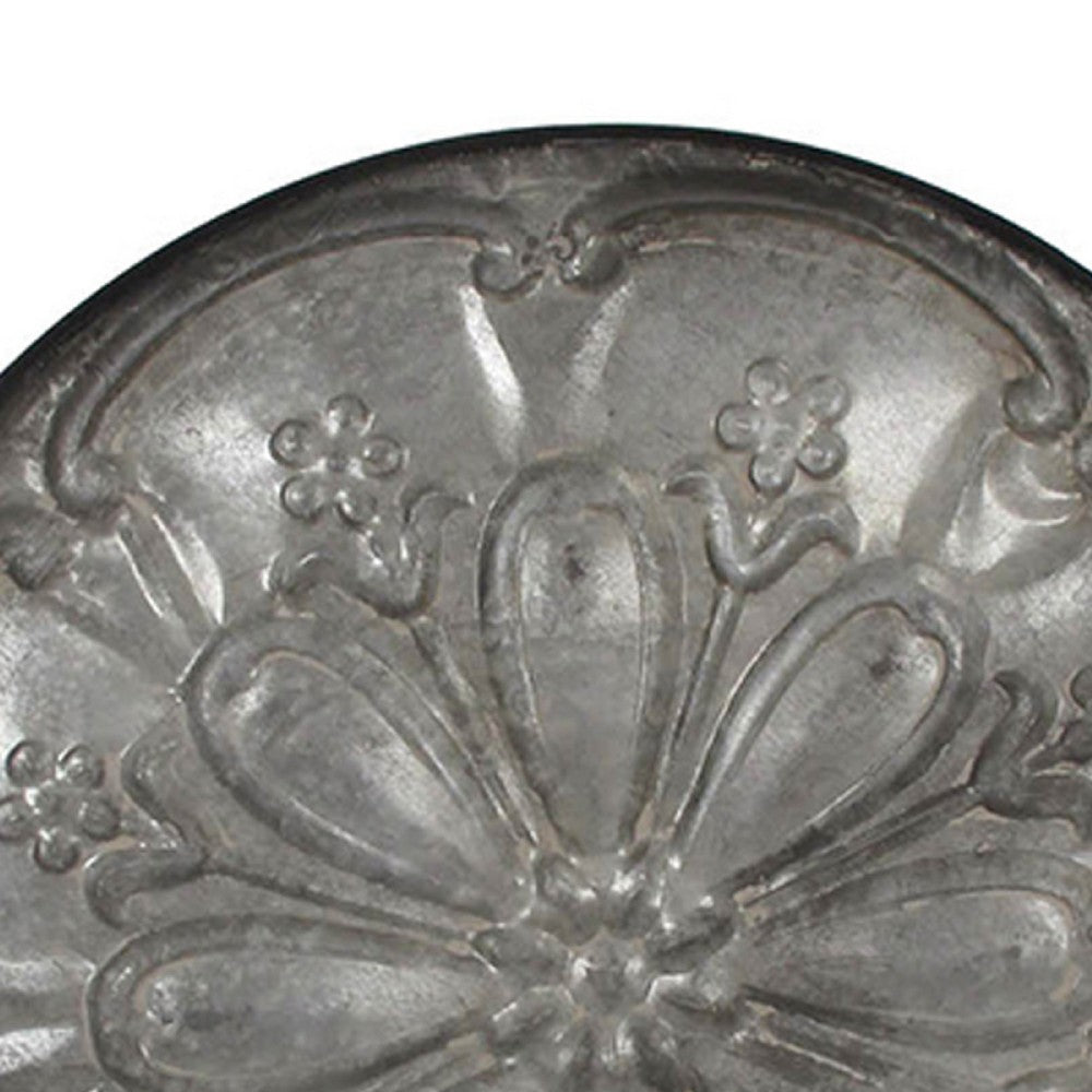 Vello Decorative Metal Tray, Wood Handles, Antique Gray Iron 28 Inch - BM350186