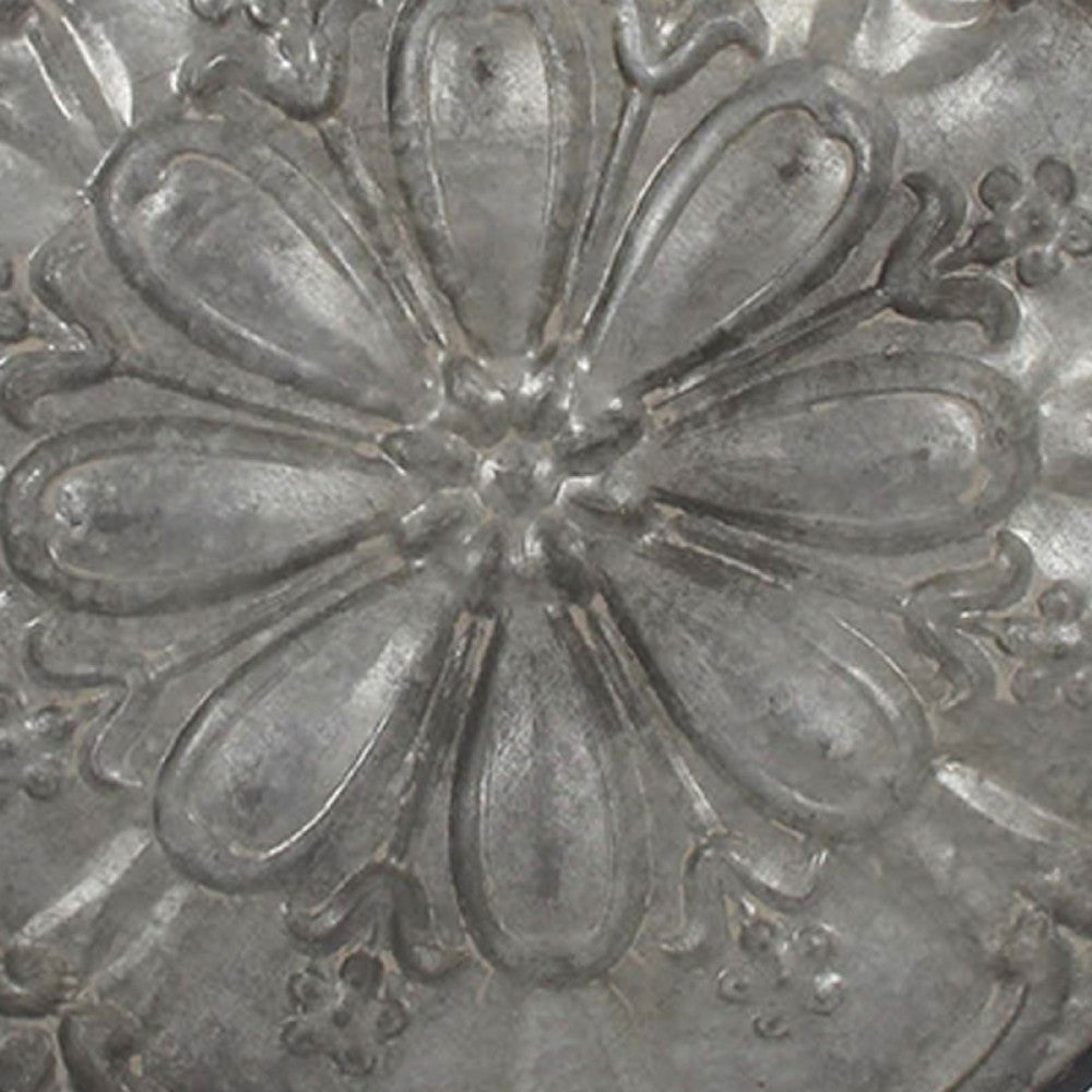 Vello Decorative Metal Tray, Wood Handles, Antique Gray Iron 28 Inch - BM350186