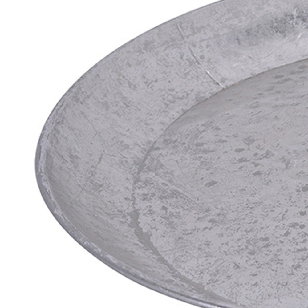 Vello Bar Tray, Round Shape, Hammered Texture, Silver Iron 15 Inch - BM350187