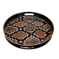 Qune 2pc Round Trays, Cutout Handles, Black and Brown Safari Themed Design - BM350190