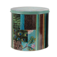 Yuva Decorative Box Set of 3, Animal Motifs and Stripes, Green Tin Metal - BM350191