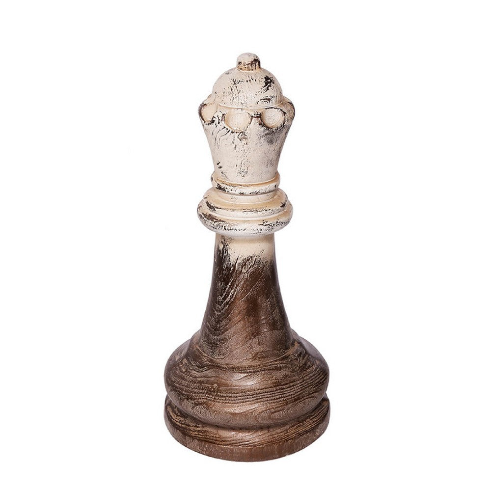 Tabletop Decor, King Chess Piece, Bronze and White Magnesium 21 Inch - BM350194