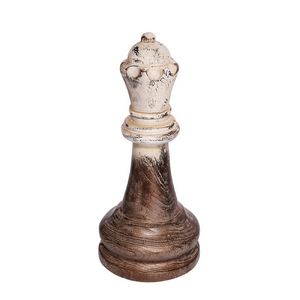 Tabletop Decor, King Chess Piece, Bronze and White Magnesium 21 Inch - BM350194
