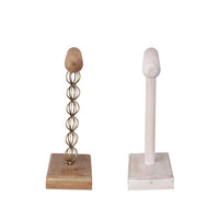 1-Tier Jewelry Stand Set of 2, Luxe Brown and Ivory Wood, T Shape 18 Inch - BM350195