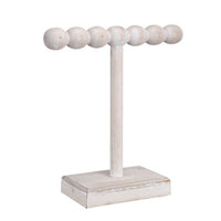 1-Tier Jewelry Stand Set of 2, Luxe Brown and Ivory Wood, T Shape 18 Inch - BM350195