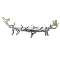 Vada Decorative Tray, Marble Disc, Silver Branch Handles w Birds, 17 Inch - BM350196