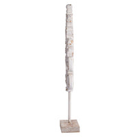 Awan Tabletop Decor, Leaf Scrollwork on Stand, White, Brown Wood, 26 Inch - BM350204