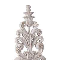 Awan Tabletop Decor, Leaf Scrollwork on Stand, White, Brown Wood, 26 Inch - BM350204
