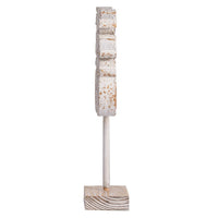 Awan Tabletop Decor, Fleur Scrollwork w Base Stand, White, Brown Wood 17 Inch - BM350205