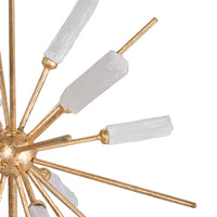 Starburst Sculpture on Black Base Stand, White Stones, Gold Metal Rods, 23 Inch - BM350206