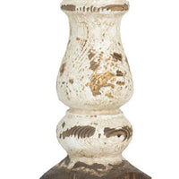 Candle Holder, Lotus Flower Style Top, Turned Body, White Wood 19 Inch - BM350207