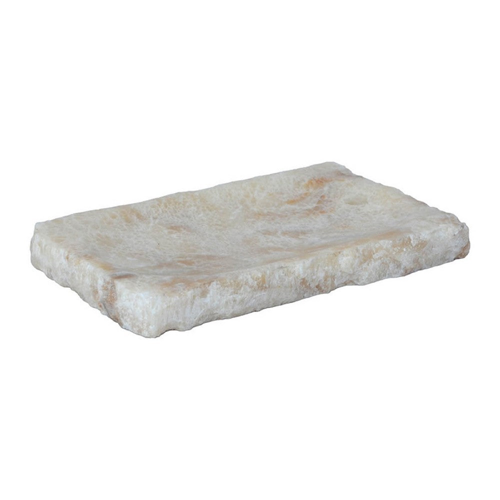 Decorative Accessory Tray, Rectangular Shape, White Onyx Stone, 9 Inch - BM350208
