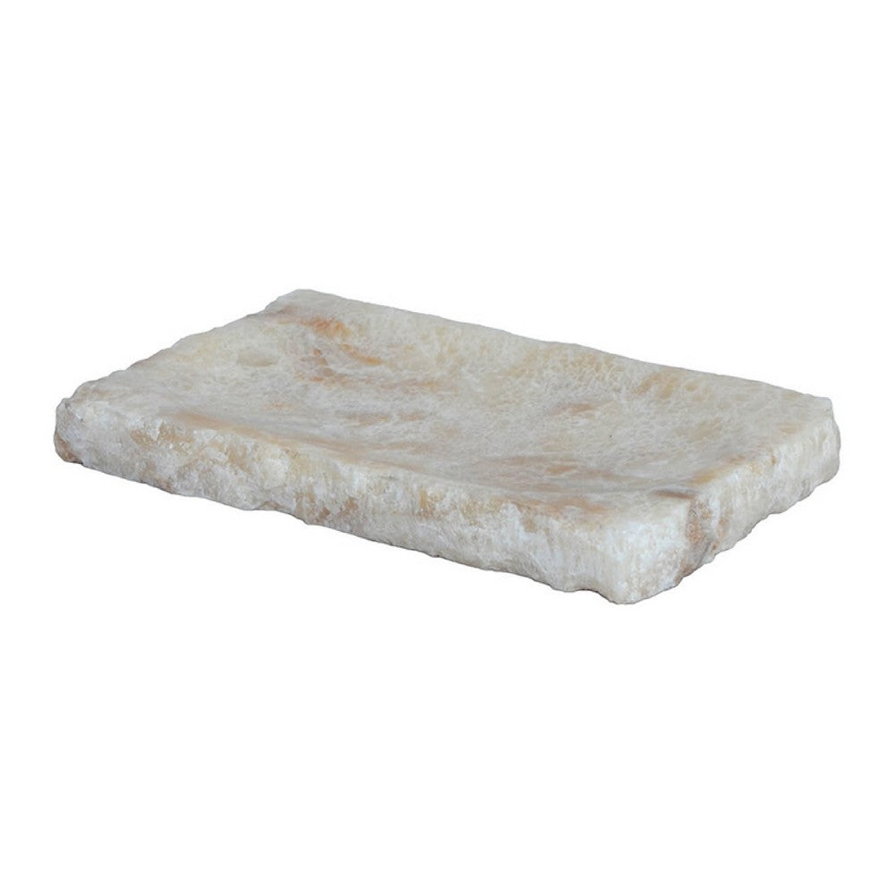 Decorative Accessory Tray, Rectangular Shape, White Onyx Stone, 9 Inch - BM350208