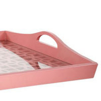 Decorative Serving Tray, Light Pink Handles, Patterned Glass, 28 Inch - BM350211