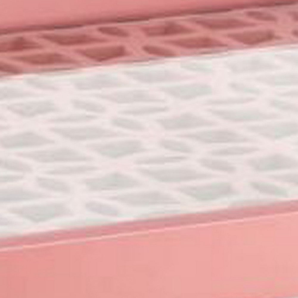 Decorative Serving Tray, Light Pink Handles, Patterned Glass, 28 Inch - BM350211