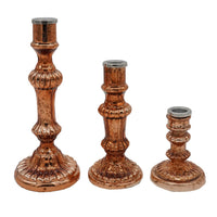 Lemu Luminary Treasures Candle Holder Set of 3, Copper Ornate Iron - BM350212