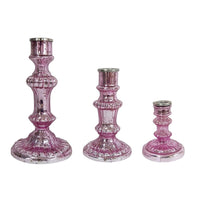 Lemu Luminary Treasures Candle Holder Set of 3, Pink Ornate Iron - BM350213