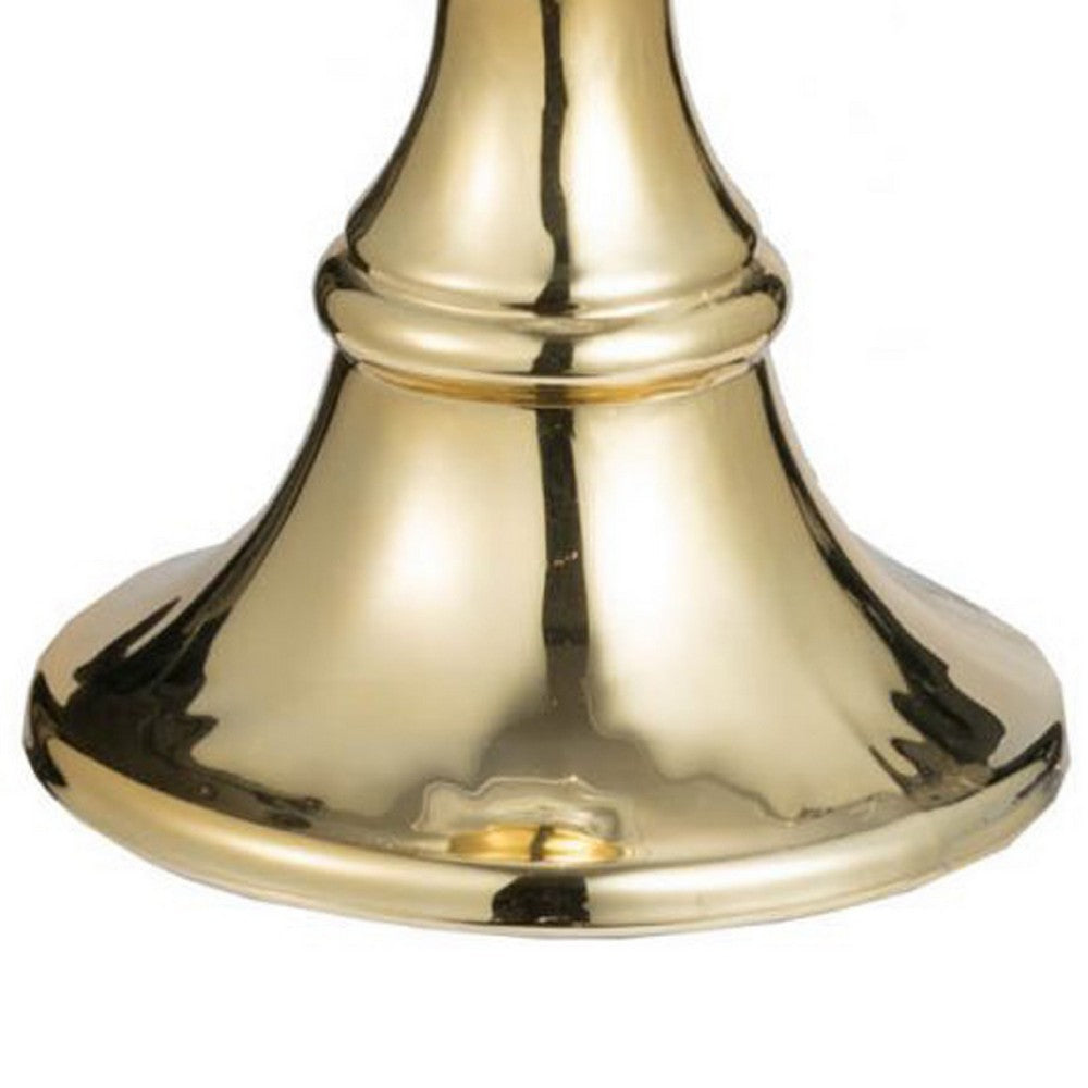 Decorative Candle Holder, 2 Tone Gold and Clear Glass, 9 Inch Tall - BM350214