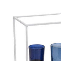 Mev 5 Jar Candle Holder, Blue Glass, 17 Inch Modern White Iron Frame - BM350216