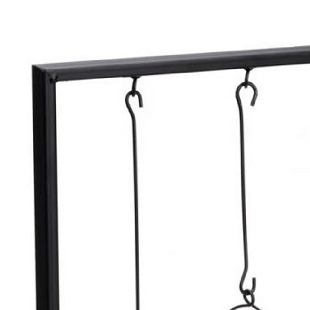 Decorative Candle Holder with 3 Hanging Glass Jars, 21 Inch Matte Black - BM350217