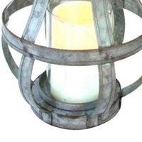 Glass Hurricane Candle Holder Lantern, Rope Handle, 12 Inch Gray - BM350218