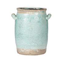 Decorative Vase with Crackle Glaze, 8 Inch Aqua Turquoise Ceramic - BM350219