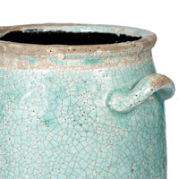 Decorative Vase with Crackle Glaze, 8 Inch Aqua Turquoise Ceramic - BM350219
