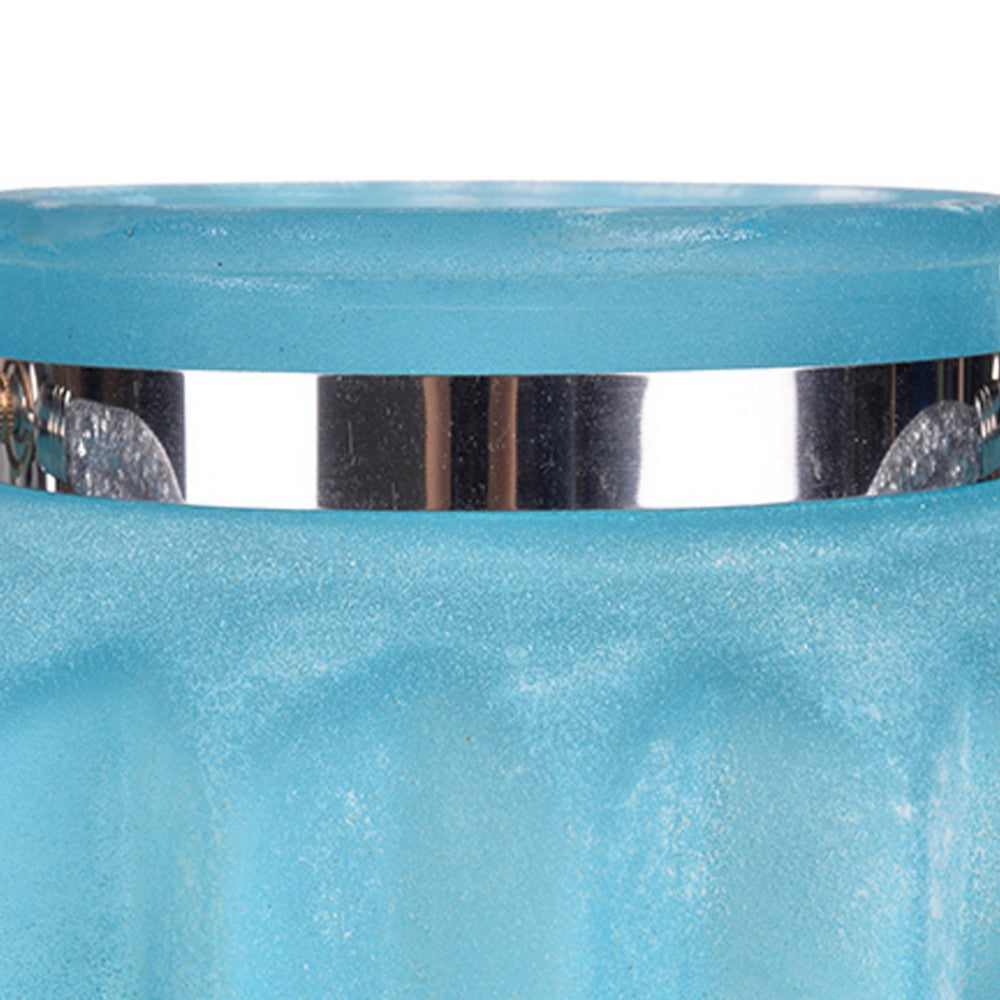 Fsy Decorative Vase, Silver Handle, Light Blue Frosted Glass, 8 Inch - BM350221