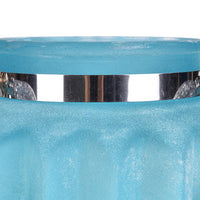 Fsy Decorative Vase, Silver Handle, Light Blue Frosted Glass, 8 Inch - BM350221