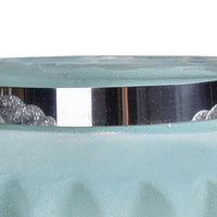 Fsy Decorative Vase, Silver Handle, Light Blue Frosted Glass, 10 Inch - BM350222