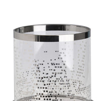 Gsy Decorative Candle Holder, Silver and White Patchwork, 7 Inch Glass - BM350225