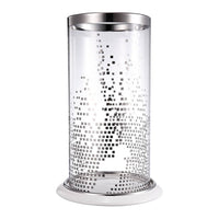 Gsy Decorative Candle Holder, Silver and White Patchwork, 12 Inch Glass - BM350226