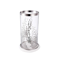 Gsy Decorative Candle Holder, Silver and White Patchwork, 12 Inch Glass - BM350226